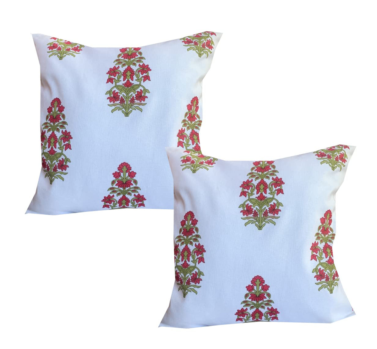 Pink Parrot Cotton Multi Colour Throw Pillow Covers/Cushion Covers (16X16 Inches)  Set Of 2 Pcs