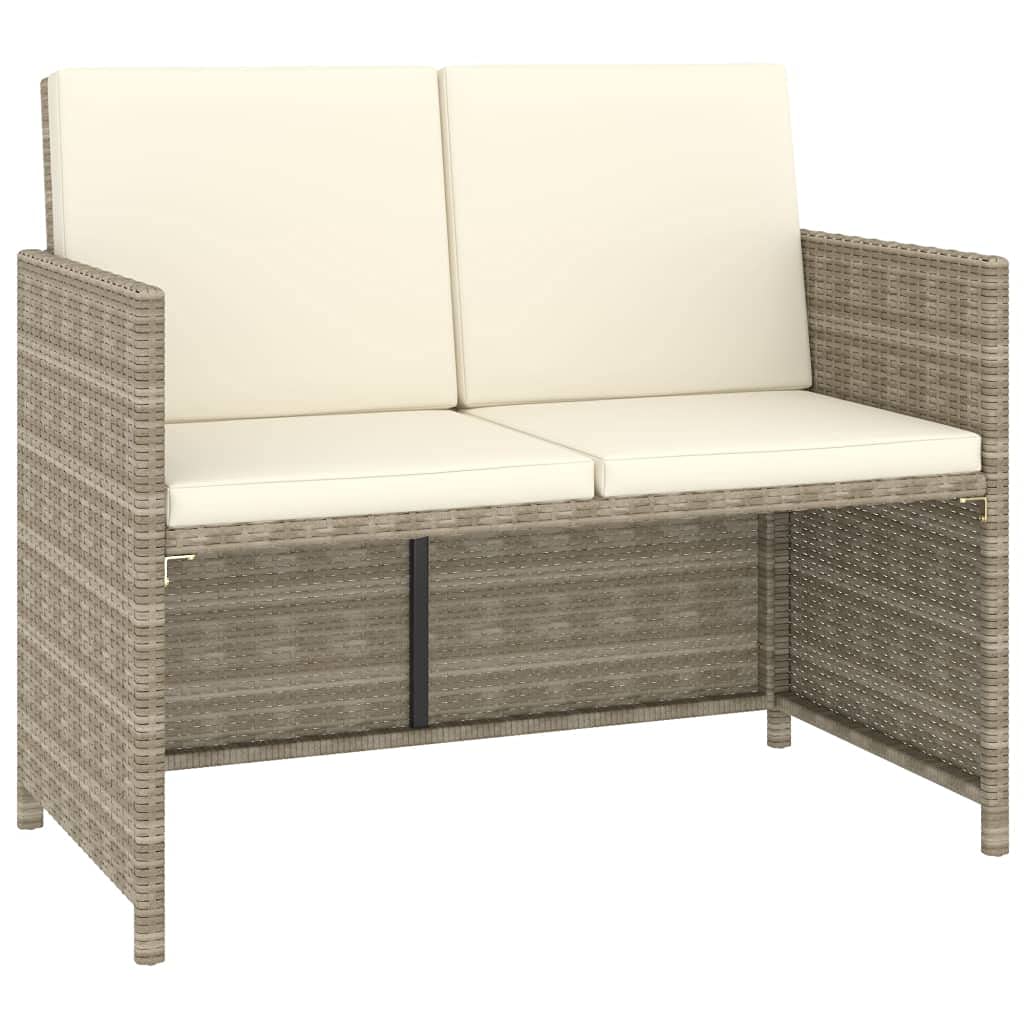 6 Piece Patio Dining Set with Cushions Poly Rattan Beige