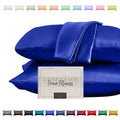 Elegant Comfort Silky And Luxurious 2-Piece Satin Pillowcase Set For Healthier Skin And Hair, Hidden Zipper Closure And Beautifully Packaged, Satin Pillowcase Set, Standard/Queen, Royal Blue