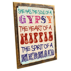 Homebody Accents Wood-Framed Gypsy Soul Metal Sign, Boho, Yoga, Positive Living, Good Vibes on Reclaimed, Rustic Wood