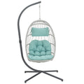 Yechen Egg Swing Chair with Stand, Patio Wicker Rattan Hanging Chair Swing Hammock Egg Chairs with UV Resistant Cushion for Indo