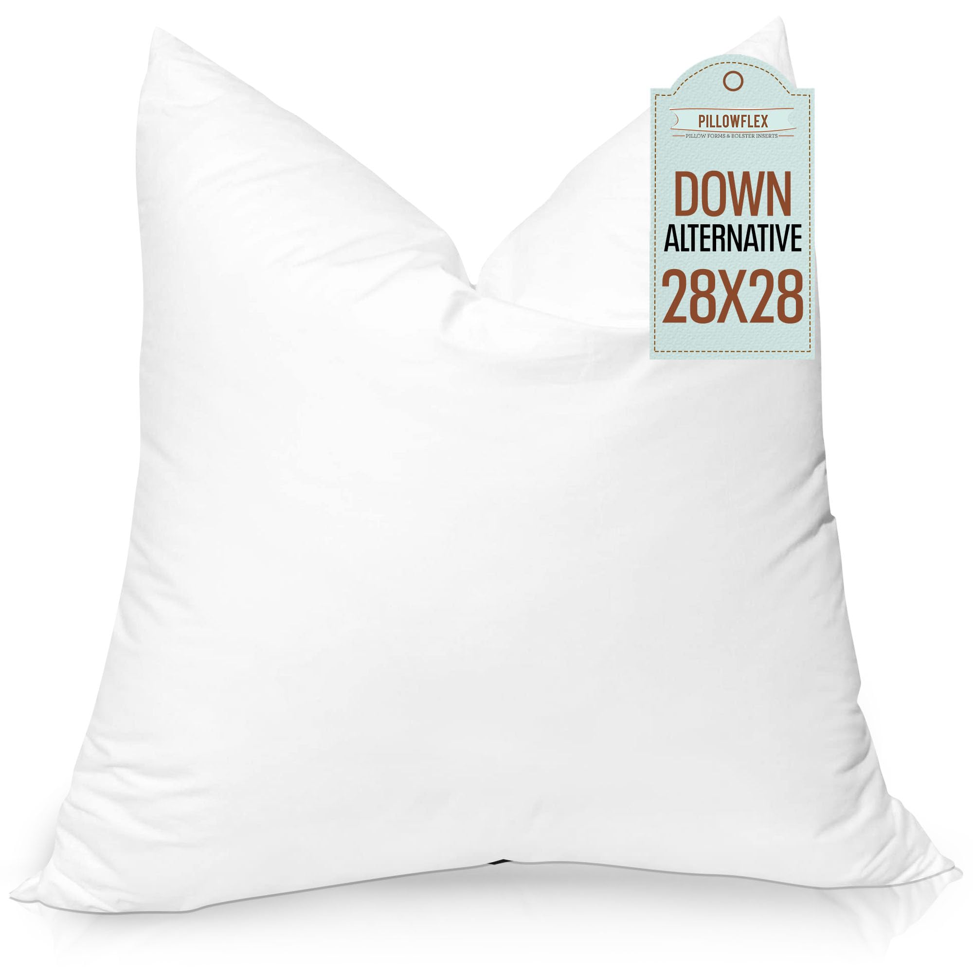 Pillowflex Synthetic Down Pillow Insert - 28X28 Down Alternative Pillow, Ultra Soft Large Square European Throw Pillow, Couch Eu