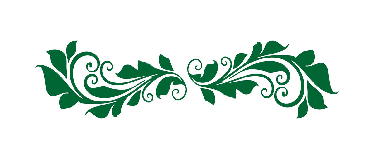 Floral Flower Curves Border Segment Sticker For Wall, Self Adhesive Paper Waterproof Precut Peel And Stick, 23 X 6 Inches Green