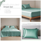 Linenwalas Eucalyptus Tencel Bed Sheet Set Queen Size 4Pc - Aqua, Soft & Breathable Cooling Sheets for Hot Sleepers