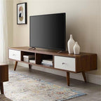 Modway Transmit 70" Media Console Wood Tv Stand, 70 Inch, Walnut White
