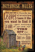 Outhouse Rules 8 x 12 Wood Sign by Valeria Yost