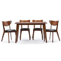 Baxton Studio Sumner Dining Set Style Walnut Brown 5-Piece Dining Set