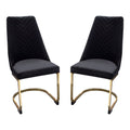 Diamond Sofa Vogue 2 Black Velvet/Gold Metal Side Chairs