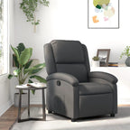 vidaXL Manual Recliner Chair for Living Room, Adjustable Recliner with Padded Seat & Backrest, Home Theater Seating with Side Pocket, Gray Real Leather