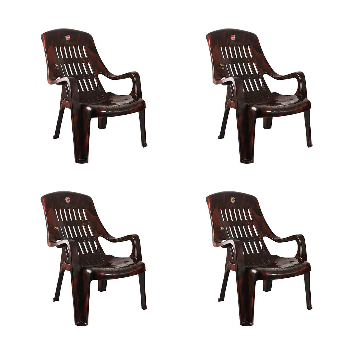 Cello Plastic Comfort Sit Chairs (Rose Wood) Set Of 4