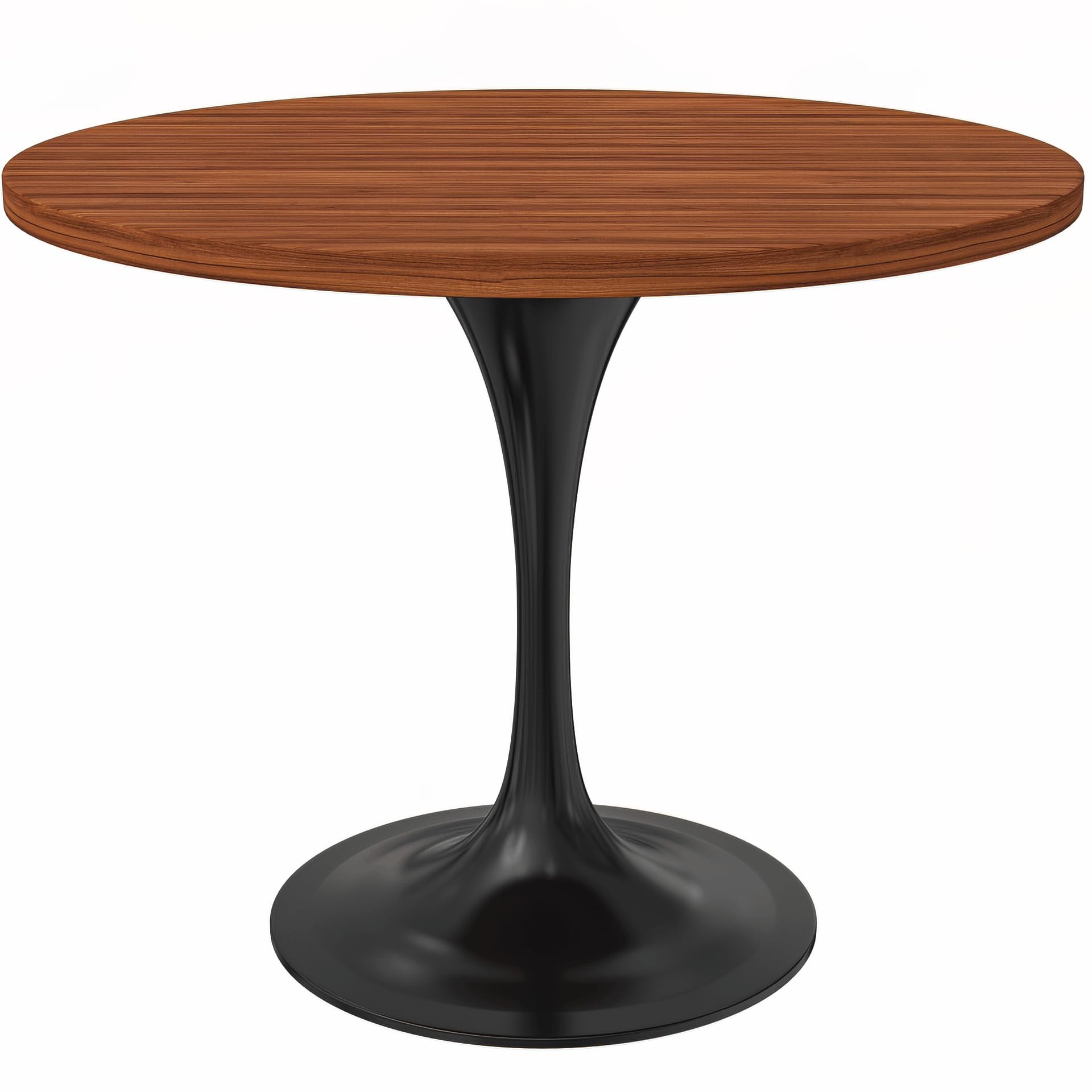 36 Round Dining Table, Black Base with Light Natural Wood MDF Top