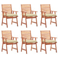 vidaXL 6X Solid Acacia Wood Patio Dining Chairs with Cushions Garden Balcony Backyard Terrace Wooden Chair Dinner Dinette Furniture