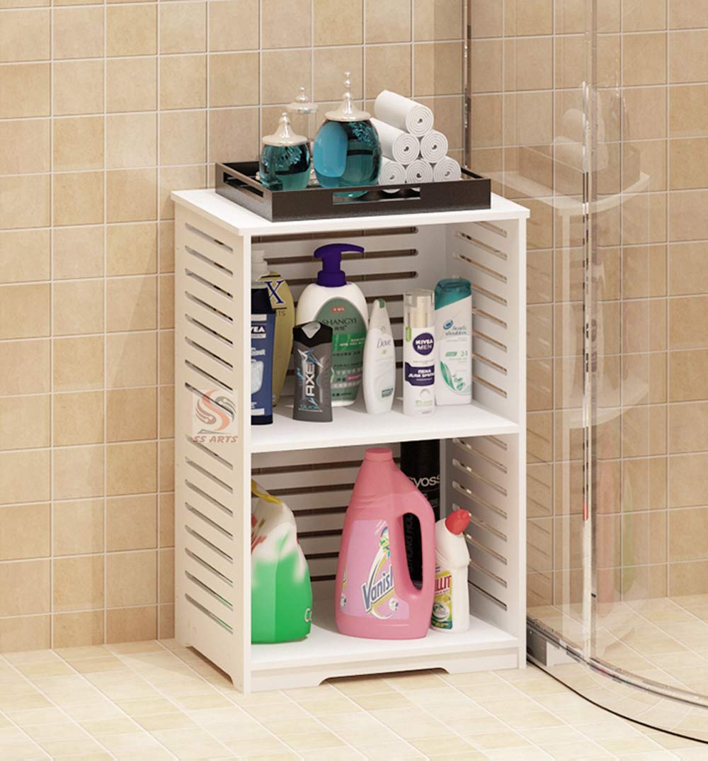SS ARTS WPC 2Tier Storage Cabinet  Waterproof End Table, Bedside Nightstand & Bathroom Floor Organizer with XFrame Design  M