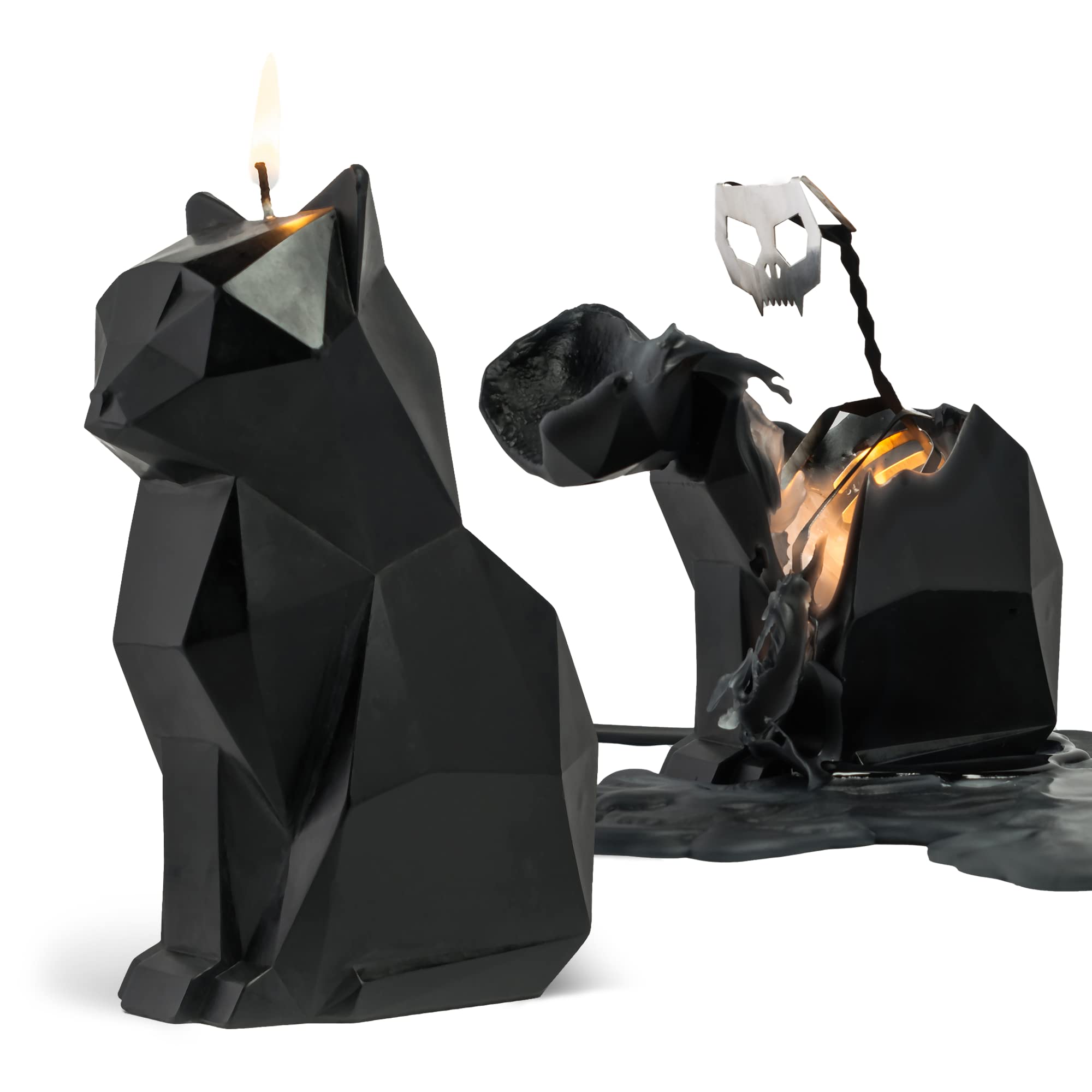PyroPet Kisa Cat Candle (Black) - The Original Cat Candle with Metallic Skeleton | Halloween Decor | Unique Gift for Cat Lovers 