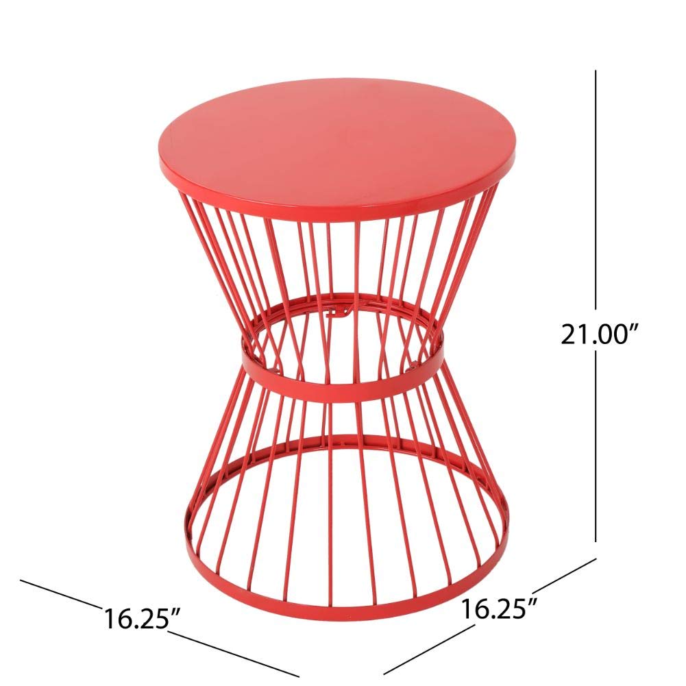 Christopher Knight Home Lassen Outdoor 16' Iron Side Table, Matte Red