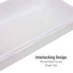 Mind Reader 8-Pc Drawer Organizer Interlocking, Storage, Kitchen, Office, 9.25' L X 6.5' W X 3.74' H, White