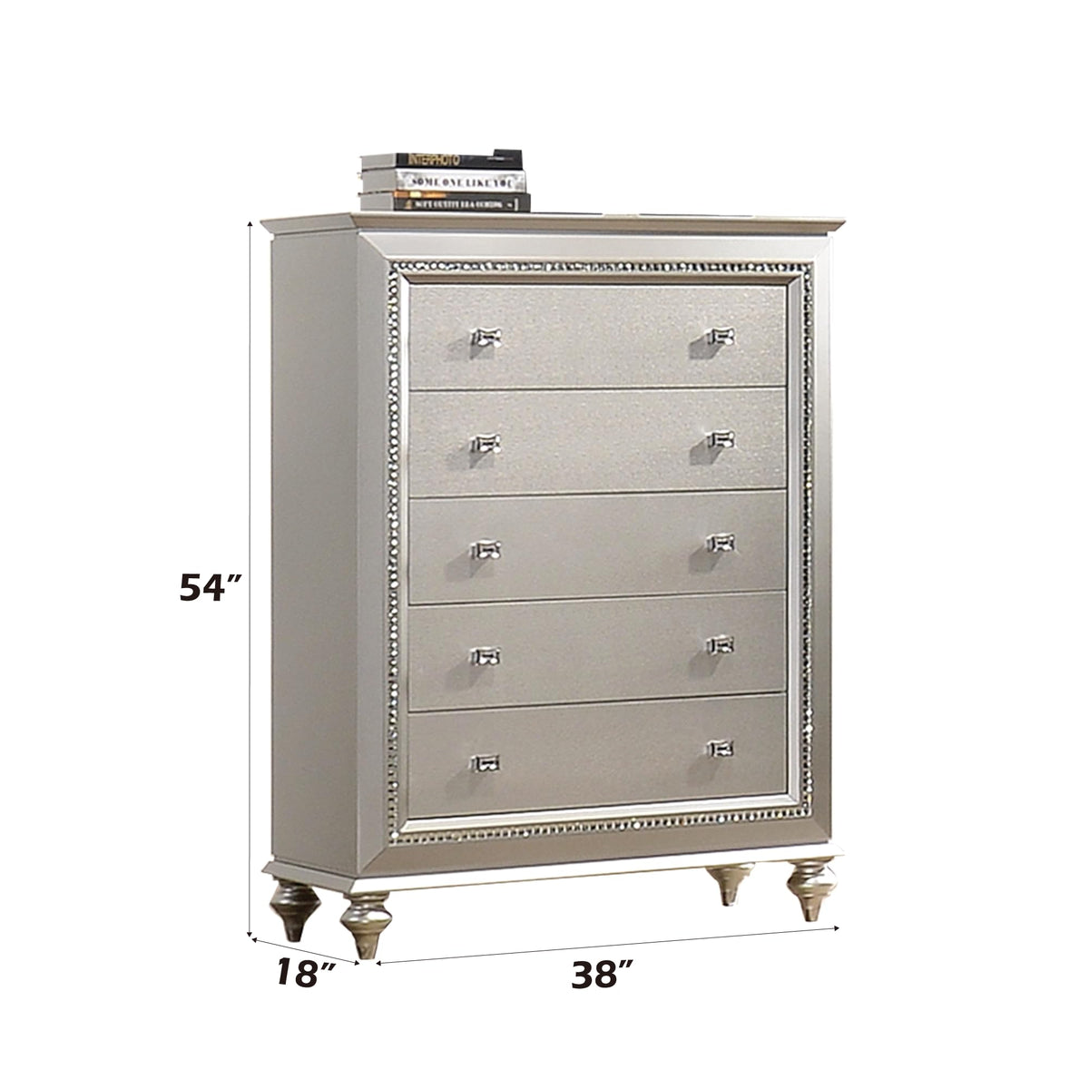 Acme Kaitlyn 5-Drawer Wooden Chest in Champagne White