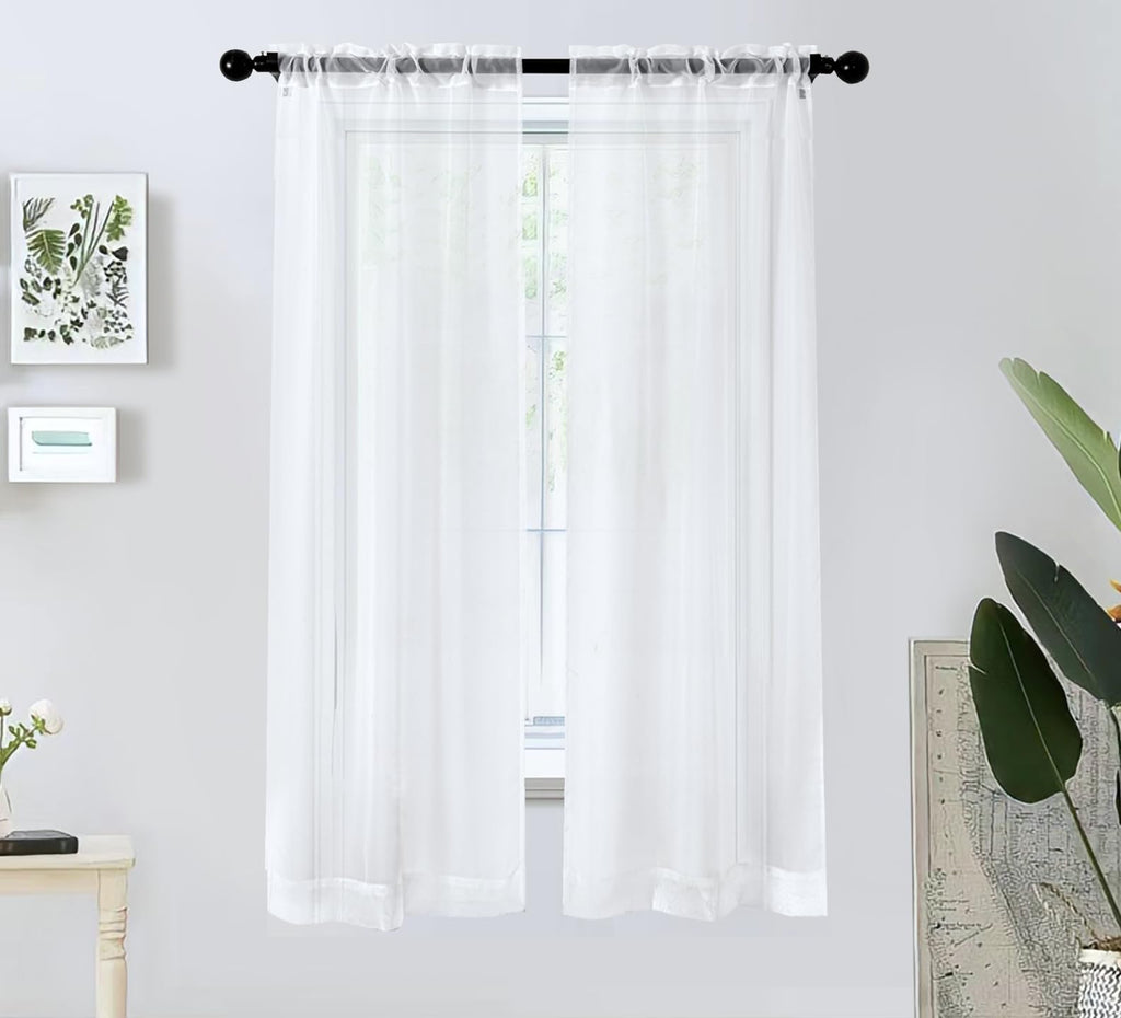 Pi Sheer White Curtains,Window Treatment Light Filter Airy Voile With Rod Pocket For Living Room/Bedroom/Kids Room 2 Panels(W42Xl72,Optical White)