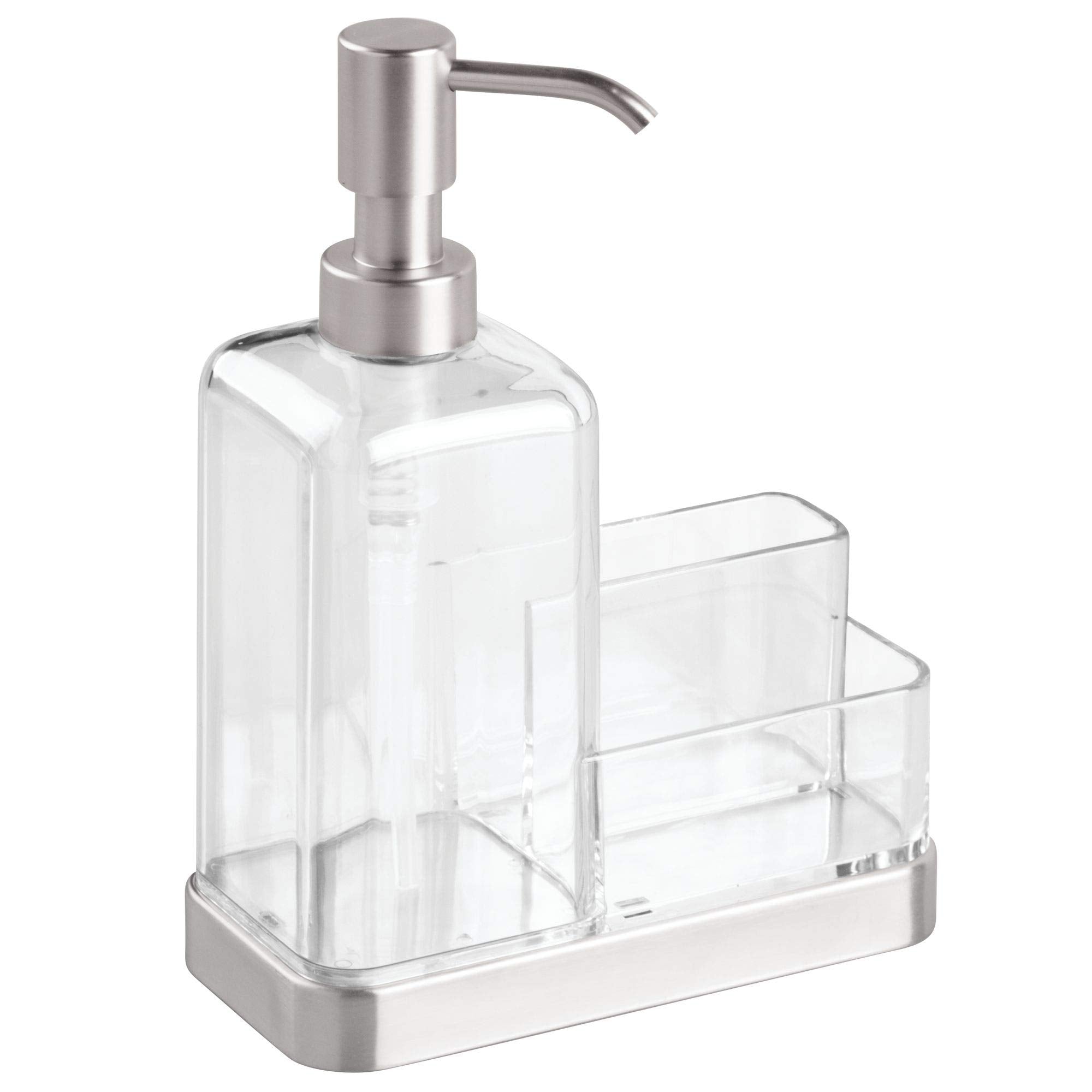 iDesign 67080 Forma Plastic Soap Pump with Caddy, Dispenser with Storage Compartment for Bathroom, Kitchen Countertops, Sinks, S