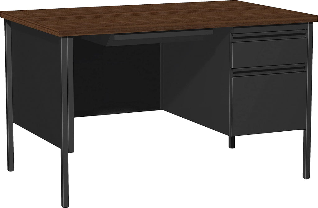 Lorell Single Right Pedestal Desk, 48 by 30 by 29-1/2-Inch, Black Walnut