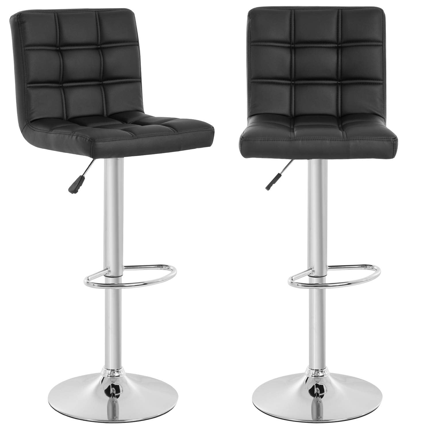 BestOffice Set of 2 Barstools Modern Bar Stool PU Leather Height Adjustable Counter Height Swivel Bar Stool Bar Chairs Hydraulic