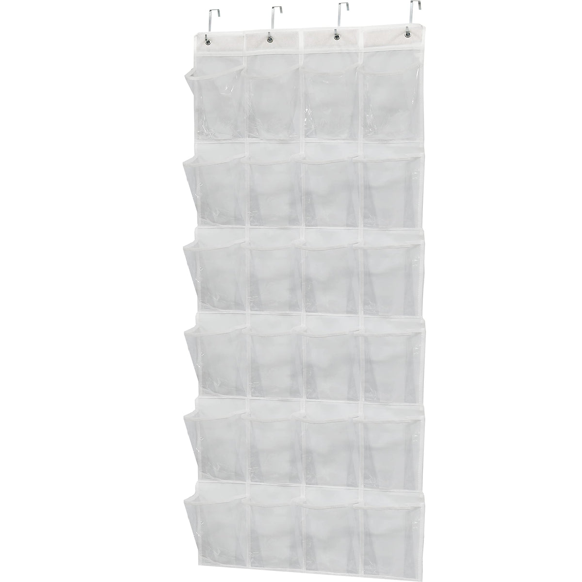 Simple Houseware 24 Pockets Large clear Pockets Over The Door Hanging Shoe Organizer, White (56 x 22.5)