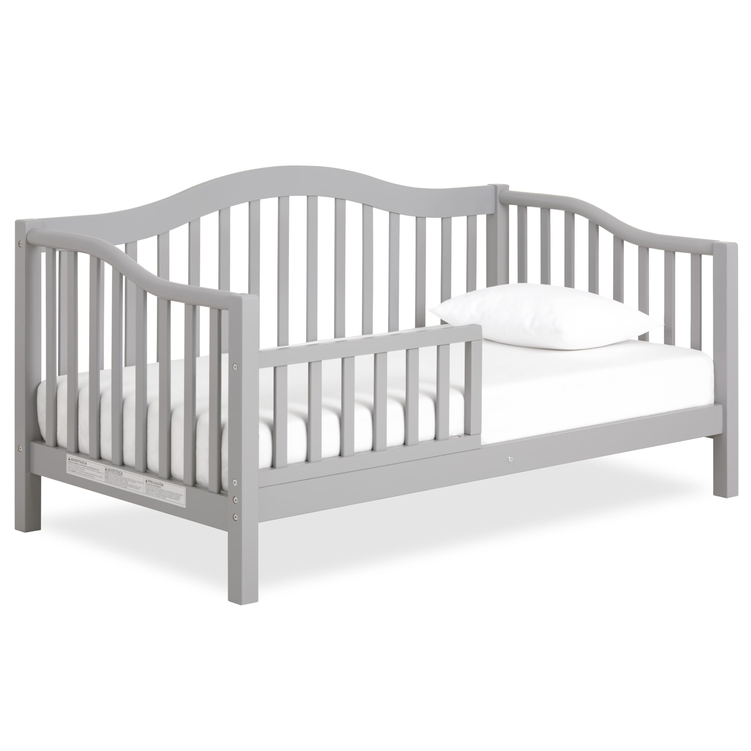 Dream On Me Austin Toddler Day Bed with Rails in Pebble Grey, Low to Floor Toddler Day Bed, Greenguard Gold & Baby Safety Allian