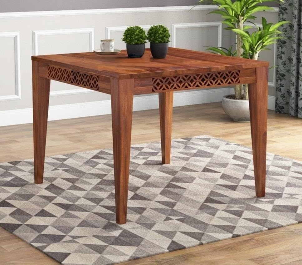 Maven Art Sheesham Wood 4 Seater Dining Table Only For Dining Room | Wooden Only Dining Table Without Chairs For Home & Kitchen
