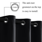 Jiuzhen Black Blackout Curtains With Tiebacks - Thermal Insulated, Light Blocking And Noise Reducing Grommet Curtains For Bedroom And Living Room, Set Of 2 Window Curtain Panels, 60 X 84 Inch Length