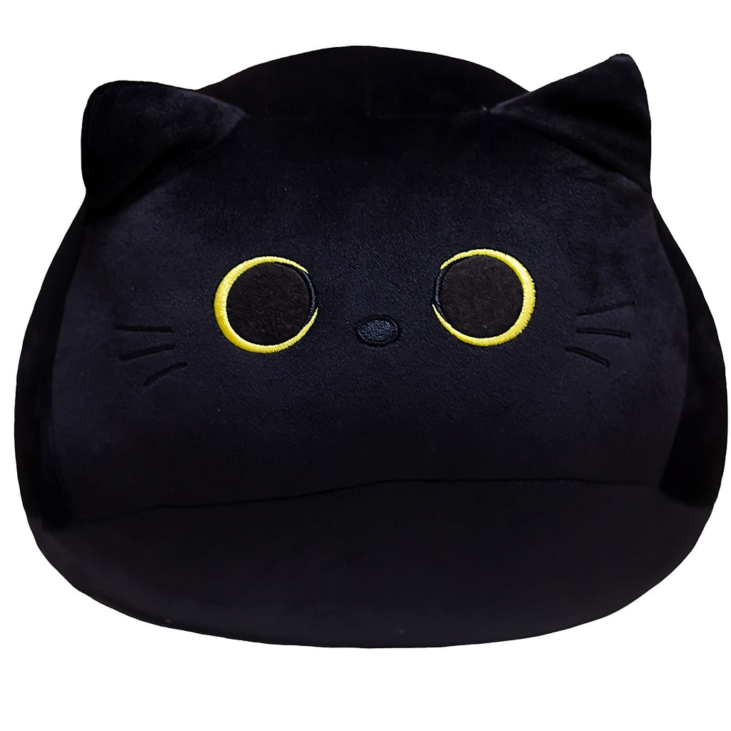 AudeRhine 10' Cute Black Cat Plush Toys, Soft Cat Pillow Squishy Plushies, Cat Stuffed Animals Kawaii Plush Toys Home Decoratio