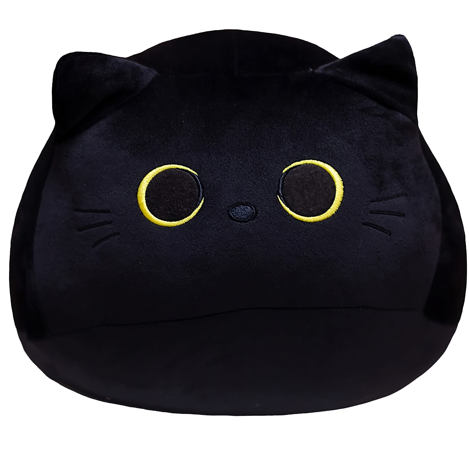 AudeRhine 10' Cute Black Cat Plush Toys, Soft Cat Pillow Squishy Plushies, Cat Stuffed Animals Kawaii Plush Toys Home Decoratio