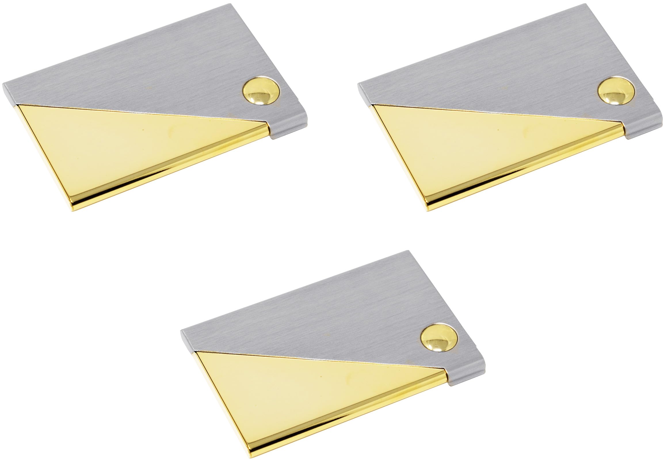 Stephanie Imports Set Of 3 Slim Metal Business Card Case Holders (Brushed Silver & Reflective Gold)