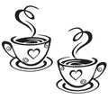 Decaltor Dual Coffee Cup Pattern Sticker Wall Decals Home Art Decor Size 12   7