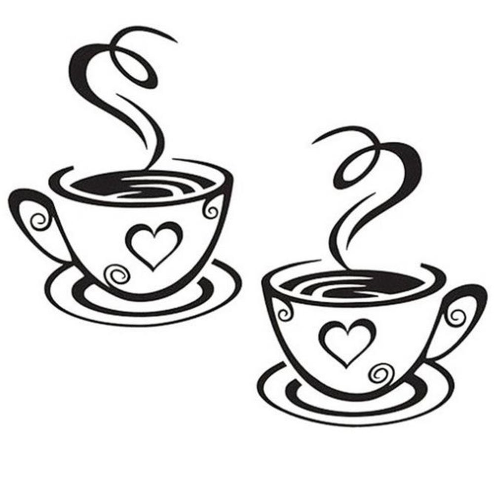 Decaltor Dual Coffee Cup Pattern Sticker Wall Decals Home Art Decor Size 12   7