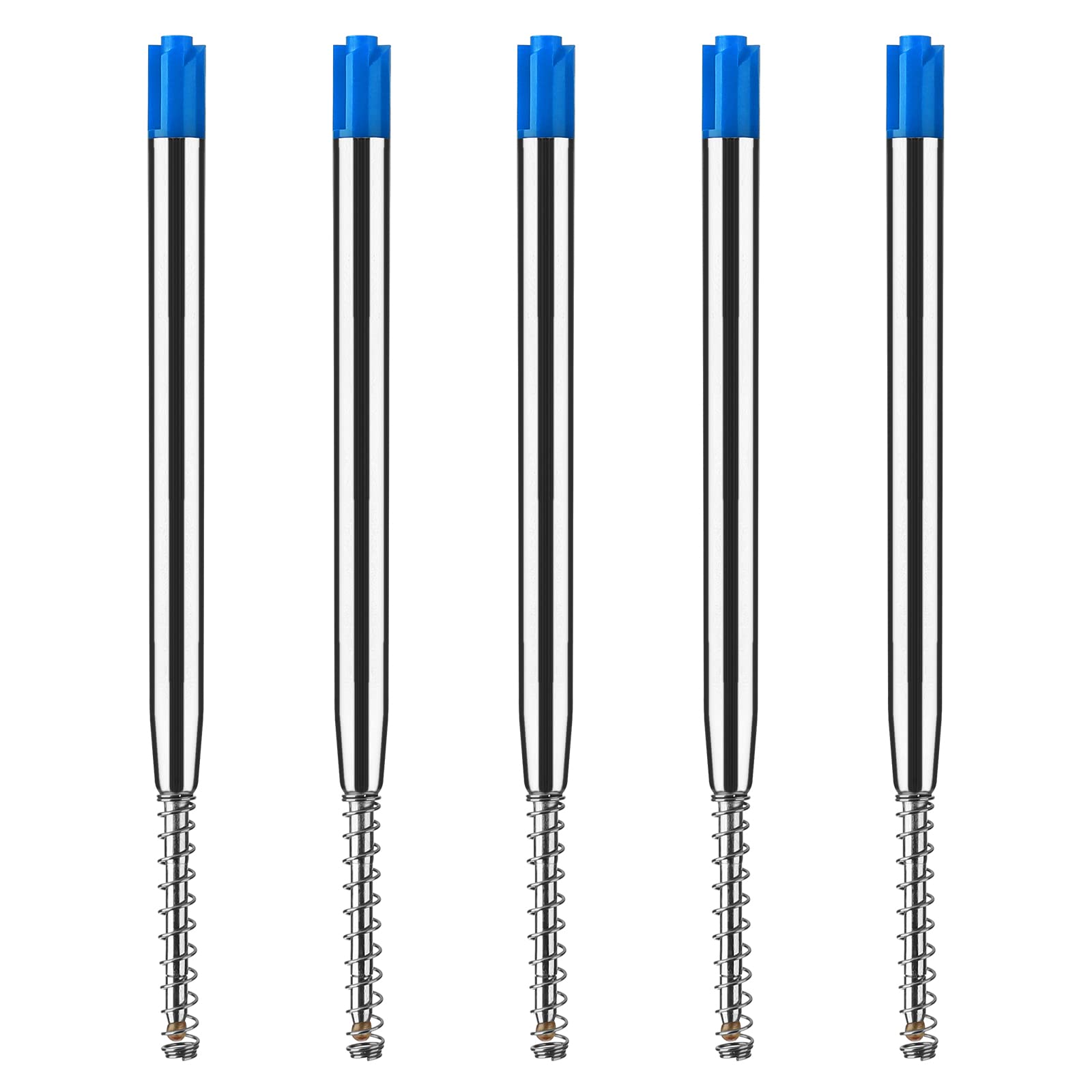 Tiesome 5Pcs Replaceable Ballpoint Pen Refills With Spring Metal Ball Point Refills Smooth Writing Pen Refills, 0.7Mm Retractabl
