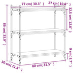 vidaXL Black Bookcase 3-Tier, Industrial Style Engineered Wood and Metal Frame for Home or Office, Easy to Assemble and Clean - 31.5"x11.8"x33.9"