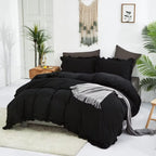 Clothknow Black Comforter Set California King Black Ruffle Bedding Comforter Sets Men Women Comforter All Black Bedding Ruffle Comforter Farmhouse Comforter Shabby Chic Bedding