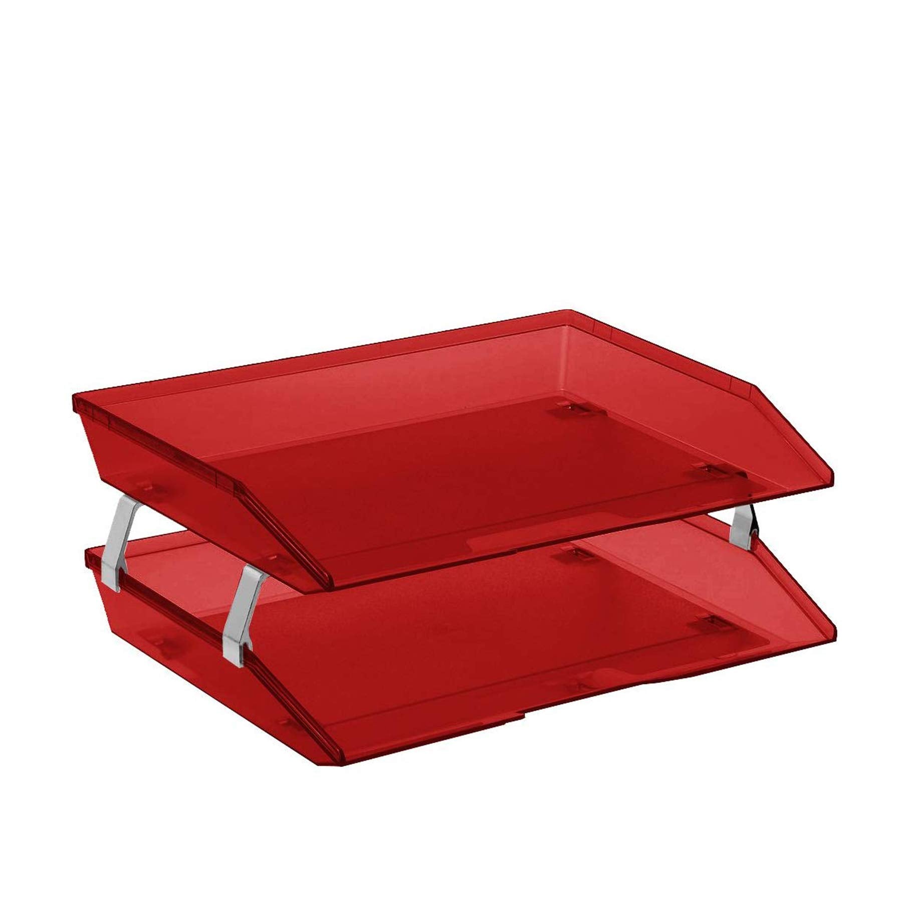 Acrimet Facility 2 Tier Letter Tray Side Load, Desktop File Organizer, Plastic (Clear Read Color)