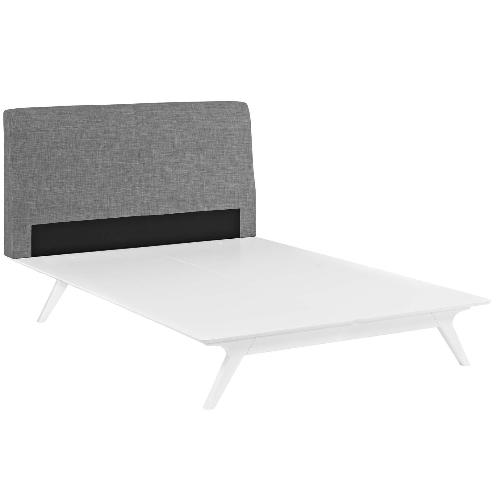 Modway Mod-5765-Whi-Gry Mid-Century Modern Wood Platform Bed, Full, White Gray