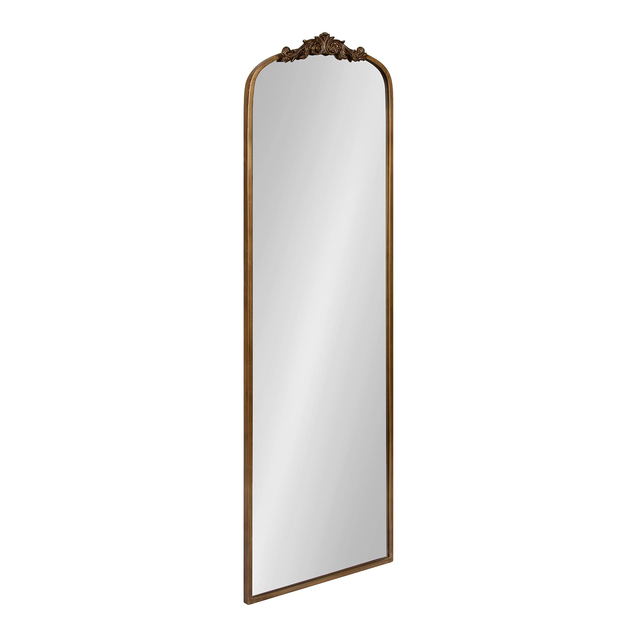 Kate and Laurel Arendahl Glam Arched Vintage Full Length Mirror, 18 x 58, Gold, Traditional Baroque Full Body Wall Mirror with O