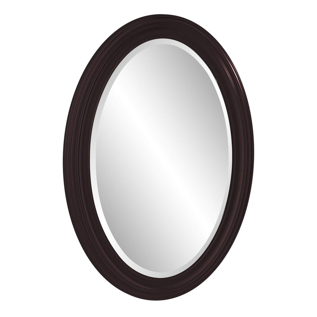 HomeRoots Oval Oil Rubbed Bronze Mirror with Wooden Grooves Frame