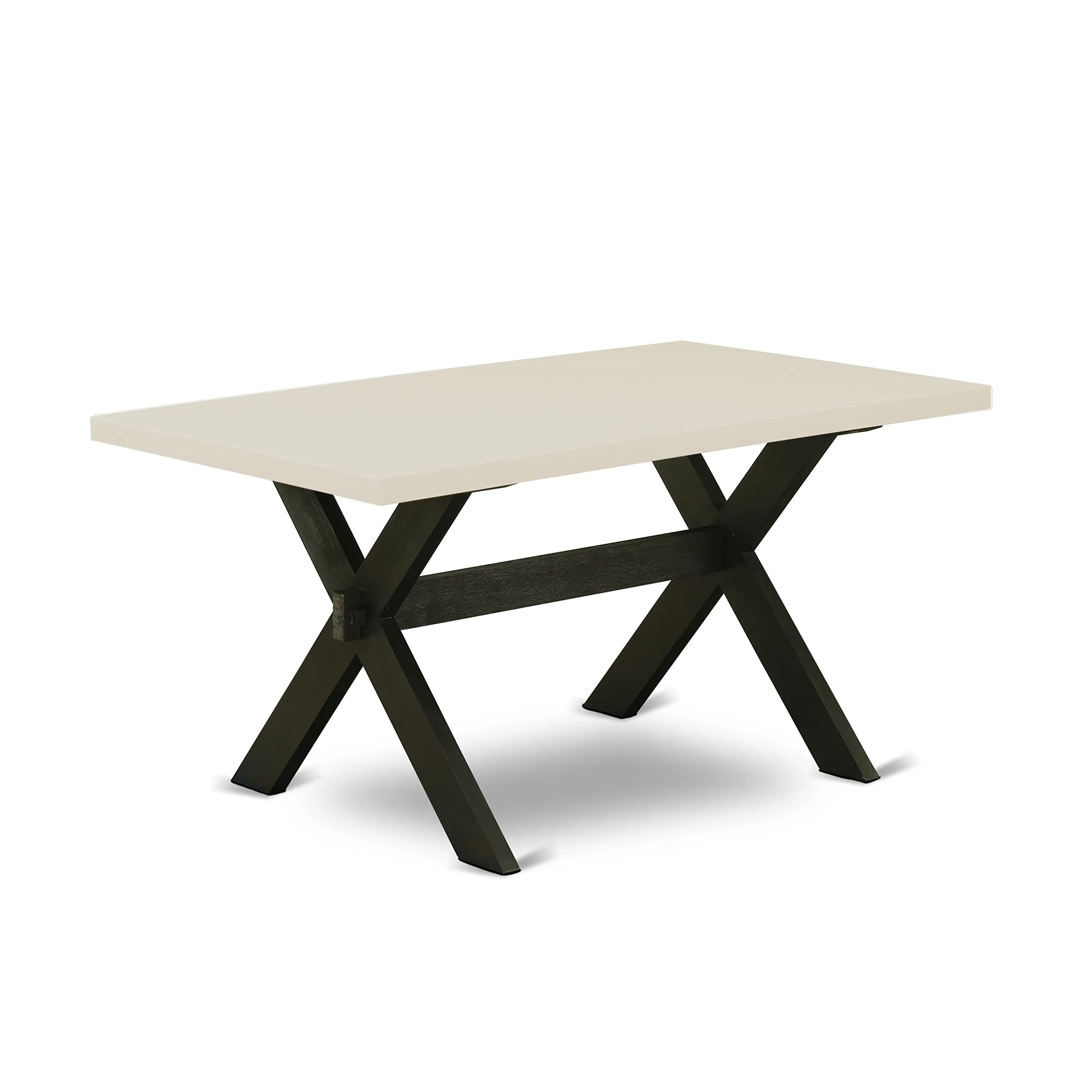 East West Furniture X-Style 7 Piece Modern Set Consist Of A Rectangle Wooden Table With X-Legs And 6 Dark Gotham Linen Fabric Parson Dining Chairs, 36X60 Inch, X626Ga650-7