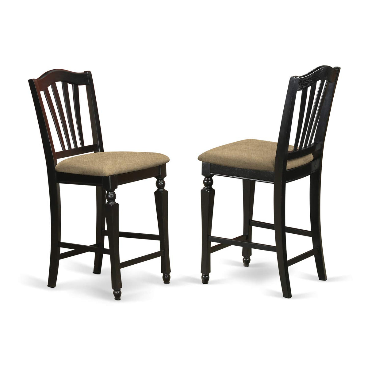 East West Furniture CHEL7-BLK-C Chelsea 7 Piece Counter Height Dining Set Consist of a Square Kitchen Table with Butterfly Leaf and 6 Linen Fabric Upholstered Chairs, 54x54 Inch