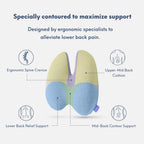 C Cushion Lab Extra Dense Lumbar Pillow - Patented Ergonomic Multi-Region Firm Back Support For Lower Back Pain Relief - Lumbar Support Cushion With Strap For Office Chair, Car, Sofa, Plane - Grey