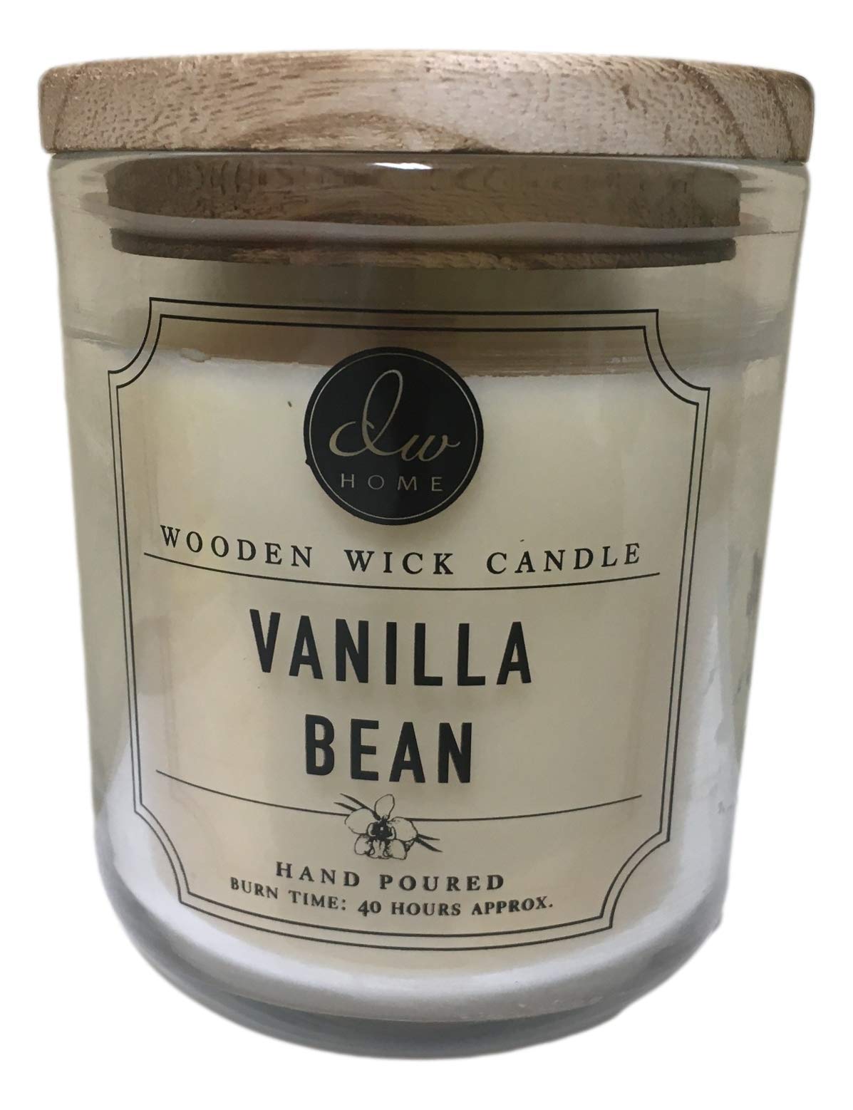 Decorware DW Home Vanilla Bean Wooden Wick Scented Candle, Single 11 5 oz