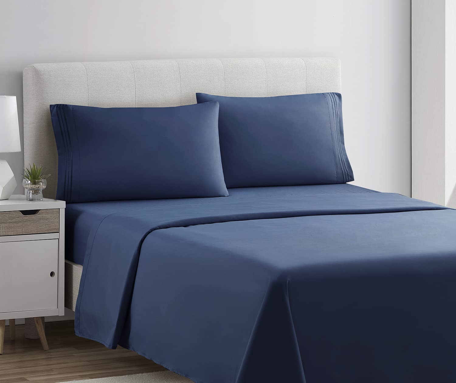 Clara Clark 1800 Premier Series 4Pc Bed Sheet Set - Queen, Navy Blue,