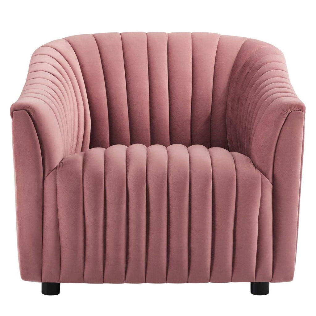 Modway Announce Performance Velvet Channel Tufted Armchair, Dusty Rose
