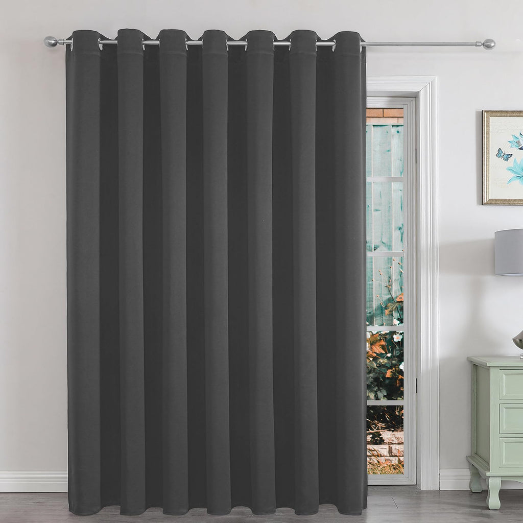 Joydeco Sliding Door Curtains, Dark Grey Curtains 100 X 90 Inches, Extra Wide Curtains For Patio Sliding Door Living Room, Room