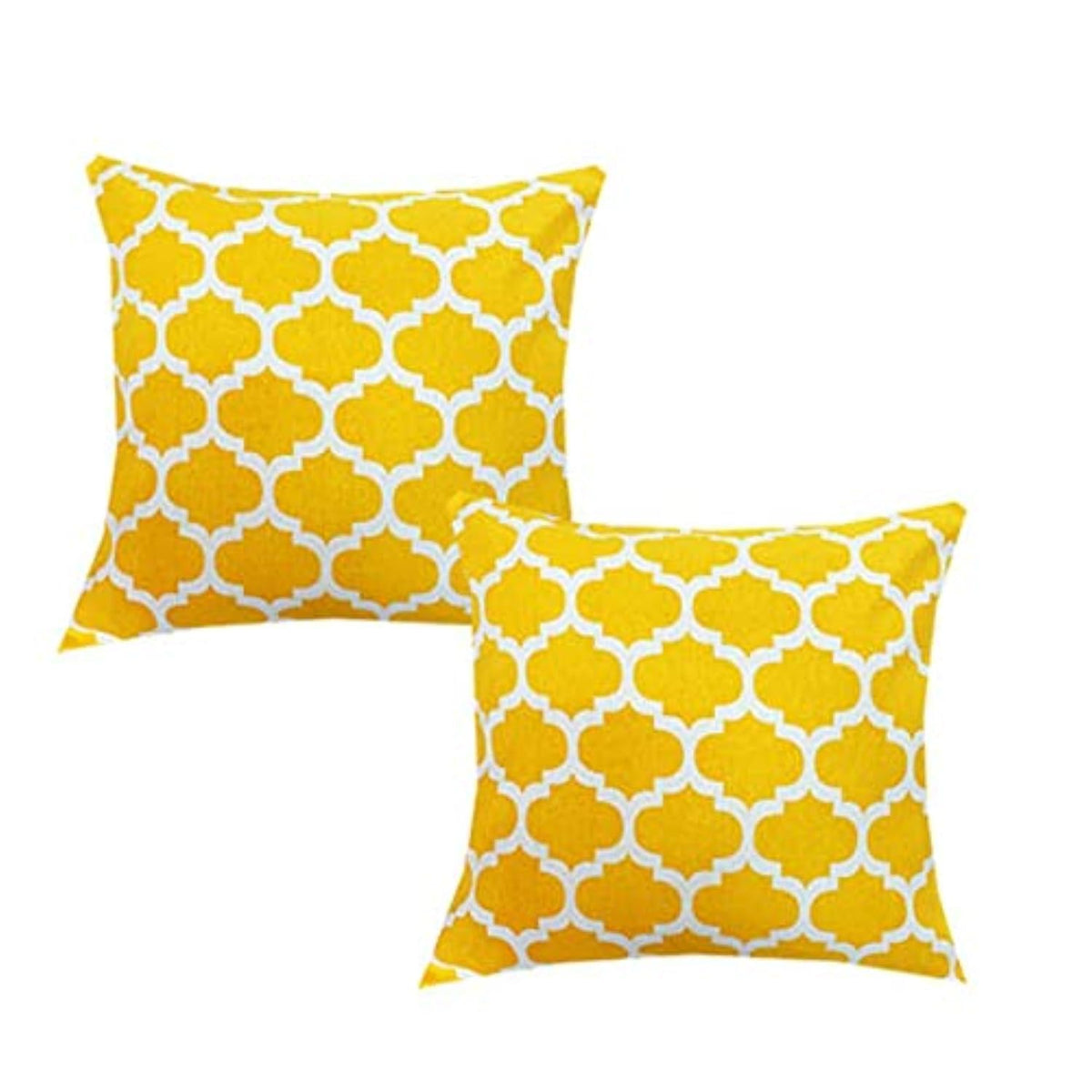 Vireo  100% Cotton Yellow Pattern Decorative Throw Pillow/Cushion Covers Set 16X16 Inchs Set Of 2 Pcs, 200 Tc