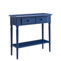 Leick Home Coastal Console Table, Solid Wood, 2 Storage Drawers, Bottom Display Shelf, Narrow Depth, Easy-Assembly, for Living R